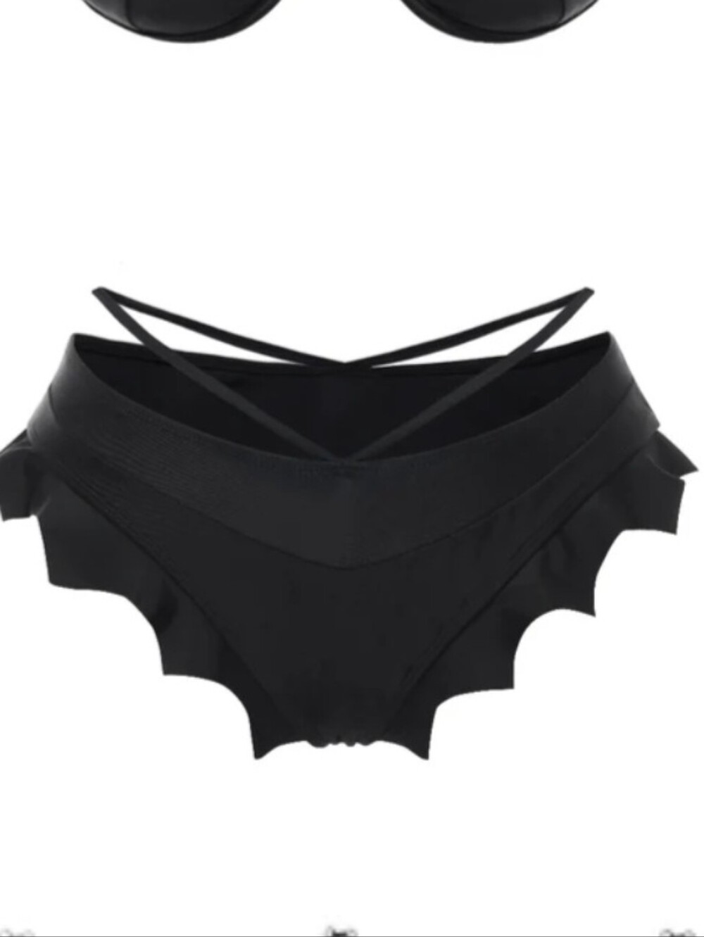 Women's Black Ruffle Bikini Bottom Only Sz XL NWT Goth Grunge Pinup Bat Vampire